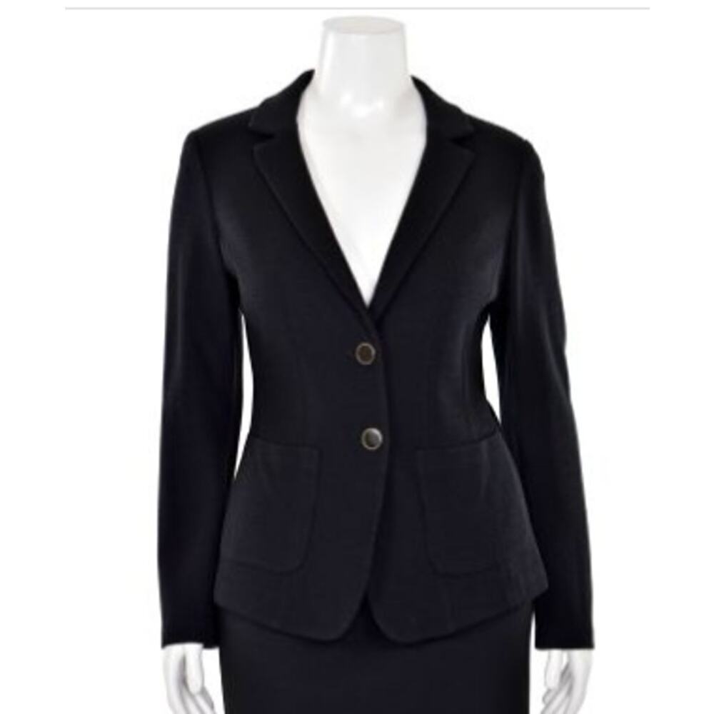 NWT St. John Caviar Black Blazer 2 Button‎ Women's SZ 6